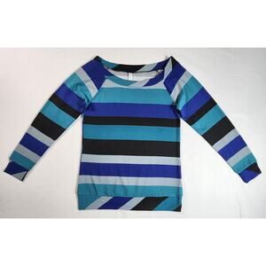 Striped Long Sleeve Boat Neck Sweater Lightweight Blouse Womens Size Small